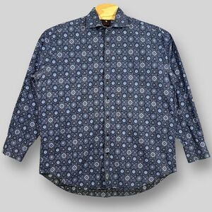 TailorByrd Shirt Mens XXL Blue All Over Abstract Print Long‎ Sleeve Casual Dress